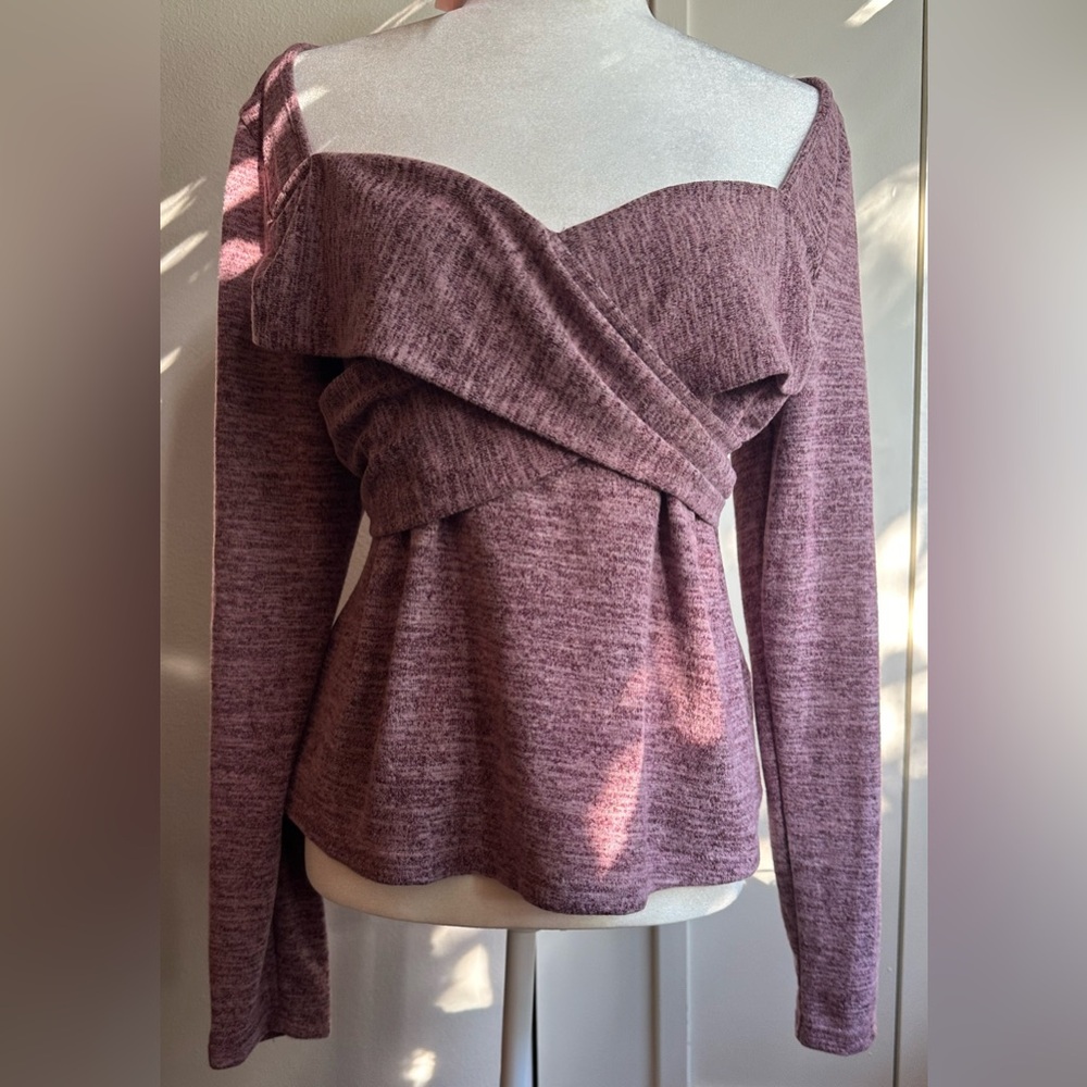 SHEIN purple color long sleeve sweetheart neckline in the front blouse- 2XL NWT